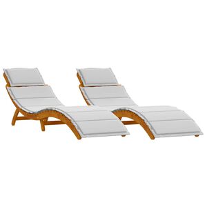 vidaXL Ligbed 2 st Massief Acaciahout Lichtgrijs