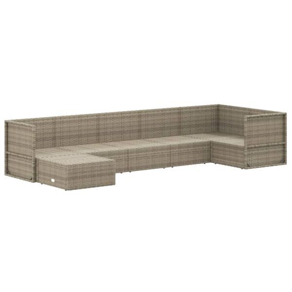 vidaXL 7-delige Loungeset met kussens poly rattan grijs