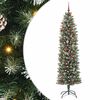 vidaXL Kunstmatige slanke kerstboom met 300 LED Groen en Wit 210 cm