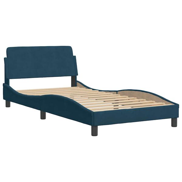 vidaXL Bed met matras fluweel blauw 100x200 cm