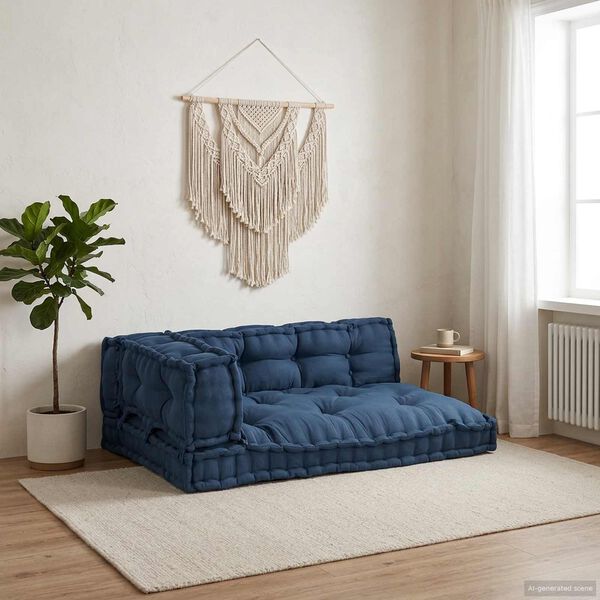 vidaXL Pallet Sofa Kussen 3 pcs Indigo 120 x 80 x 38 cm Stof