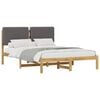 vidaXL Bedframe met gestoffeerd hoofdbord Whitewash en lichtgrijs