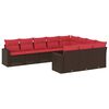 vidaXL 10-delige Loungeset met kussens poly rattan bruin