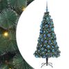 vidaXL Kunstmatige Voorverlichte Kerstboom met Ballen Set Groen 180 cm