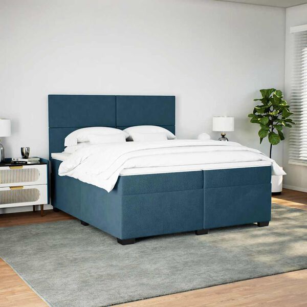 vidaXL Boxspring met matras fluweel blauw 200x200 cm