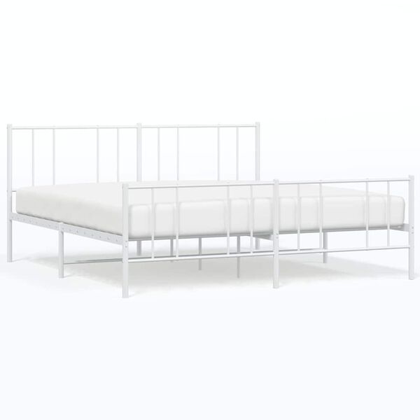 vidaXL Bedframe met hoofd- en voeteneinde metaal wit 183x213 cm