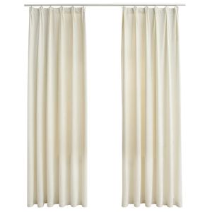 vidaXL Gordijnen verduisterend 2 st met haken 140x225 cm fluweel cr&egrave;me