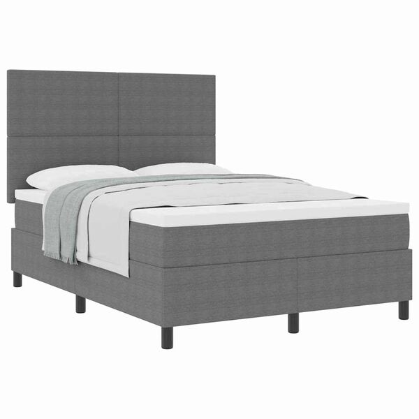 vidaXL Boxspringbed Lichtgrijs en wit. 140 x 200 cm Katoen Stof