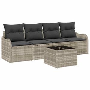 vidaXL Tuin Sofa Set Lichtgrijs poly rattan