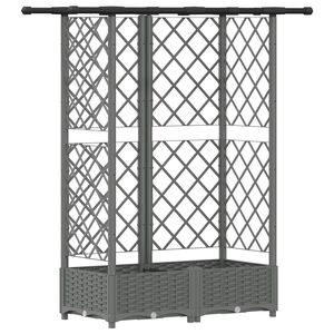 vidaXL Verhoogd Bed met Trellis en Dak Lichtgrijs 124 x 40 x 121 cm PP