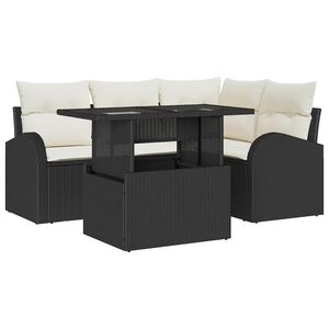 vidaXL Tuin Sofa Set met kussen met opslag 5 pcs Zwart Poly riet