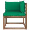 vidaXL Tuinhoekbank met groene kussens pallet