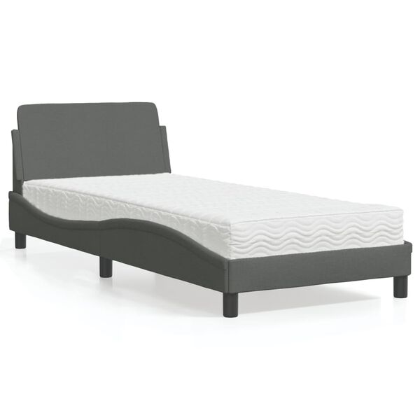 vidaXL Bed met matras "Dover" stof donkergrijs 80x200 cm