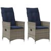 vidaXL Tuinstoelen 2 st verstelbaar met kussens poly rattan grijs