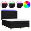 vidaXL Boxspring met matras en LED stof zwart 140x190 cm