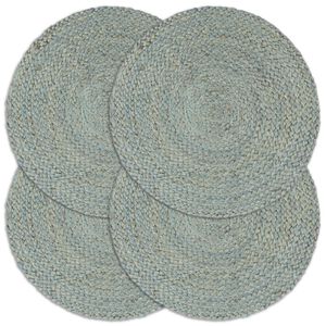 vidaXL Placemats 4 st rond 38 cm jute olijfgroen