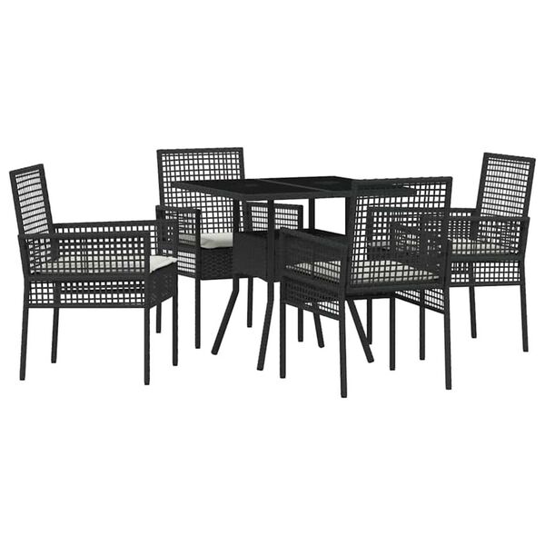 vidaXL Tuin eettafelset 5 pcs Zwart poly rattan