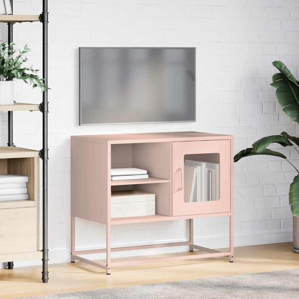 vidaXL Tv-meubel 68x39x60,5 cm staal roze