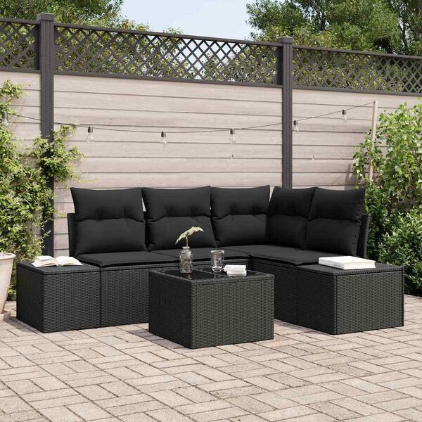 vidaXL Tuin Sofa Set 5 pcs Zwart poly rattan