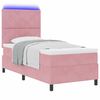 vidaXL LED Box Spring Bed met matras Roze 90 x 200 cm Stof