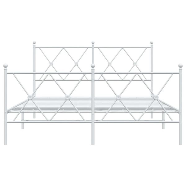 vidaXL Bedframe met hoofd- en voeteneinde metaal wit 140x190 cm