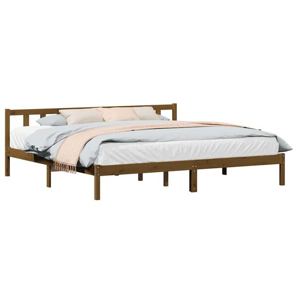 vidaXL Bedframe massief grenenhout honingbruin 200x200 cm