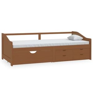 vidaXL Bedbank 3-zits met lades grenenhout honingbruin 90x200 cm