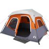 vidaXL Tent met LED 6-persoons snelontgrendeling lichtgrijs en oranje