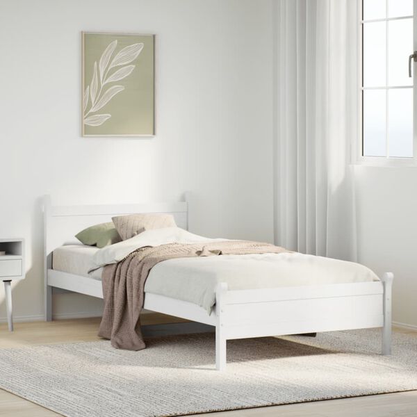 vidaXL Bedframe zonder matras massief grenenhout wit 90x190 cm