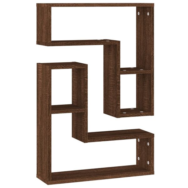 vidaXL Wandschappen 2 st 50x15x50 cm bewerkt hout bruin eikenkleur