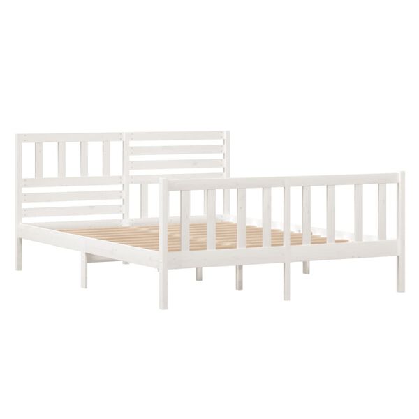 vidaXL Bedframe massief hout wit 120x190 cm