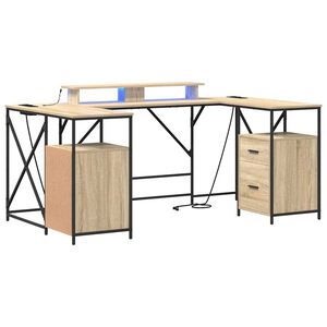 vidaXL Bureau met lade Sonoma Eiken 182 x 101 x 87,5 cm Bewerkt hout