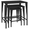 vidaXL Tafeltjesset 3 st poly rattan zwart