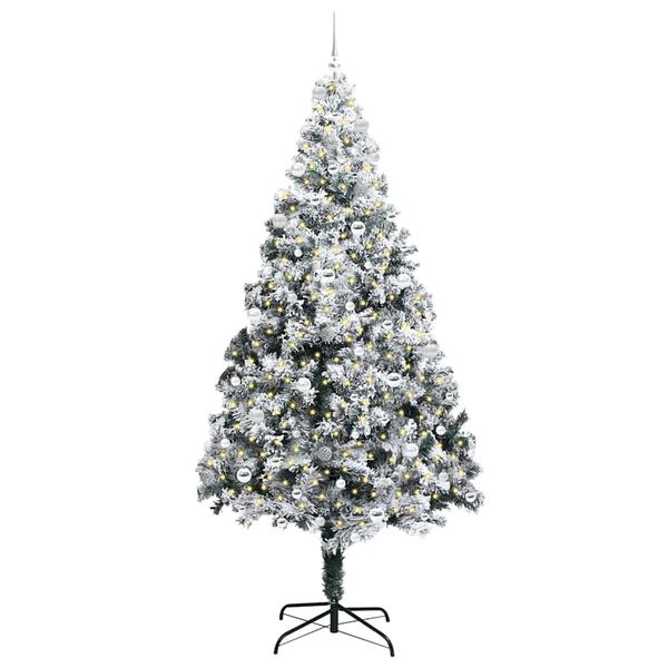 vidaXL Kunstkerstboom met 300 LED Wit 240 cm PVC en Staal en Kunststof