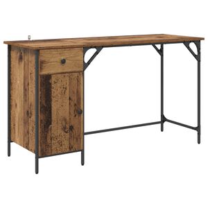 vidaXL Computerbureau Oud Hout 131 x 48 x 75 cm Bewerkt hout