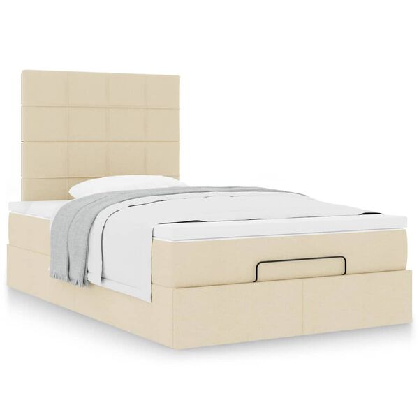 vidaXL Ottoman bed met matras 120x200cm stof cr&egrave;mekleurig