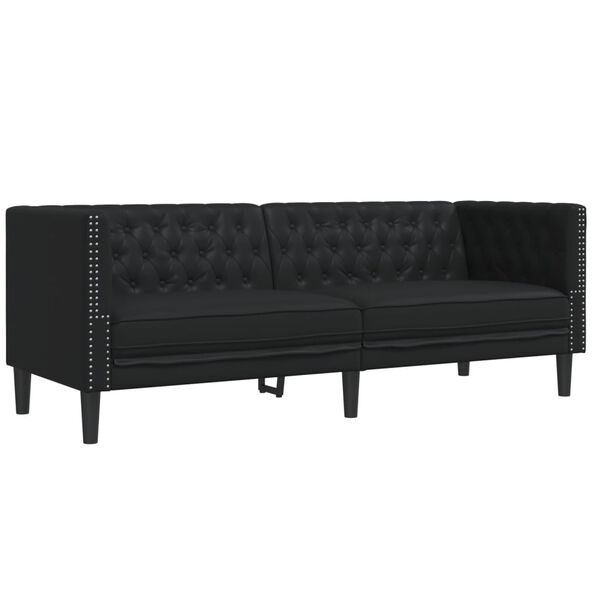 vidaXL 2-delige Loungeset Chesterfield-stijl kunstleer zwart