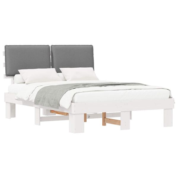 vidaXL Bedframe met Gevoerd Hoofdgedeelte Lichtgrijs 140 x 200 cm