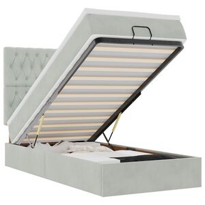 vidaXL Ottoman bed met matrassen en LED's 90x190cm fluweel lichtgrijs