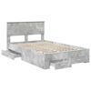 vidaXL Bedframe met hoofdeinde Beton Grijs 135 x 190 cm Bewerkt hout