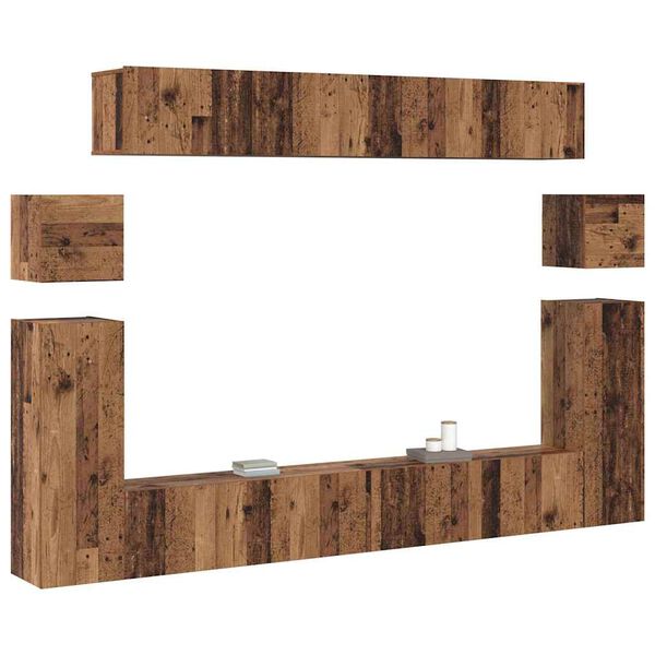 vidaXL TV Eenheden Wandgemonteerd 4 pcs Oud Hout Bewerkt hout