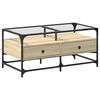 vidaXL Salontafel met glazen blad 98,5x50x45 cm sonoma eiken staal