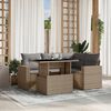vidaXL 5-delige Loungeset met kussens poly rattan beige