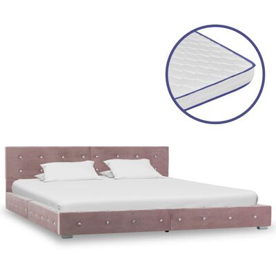 Westers Goedaardig patrouille vidaXL Bed met traagschuim matras fluweel roze 180x200 cm kopen? | vidaXL.nl