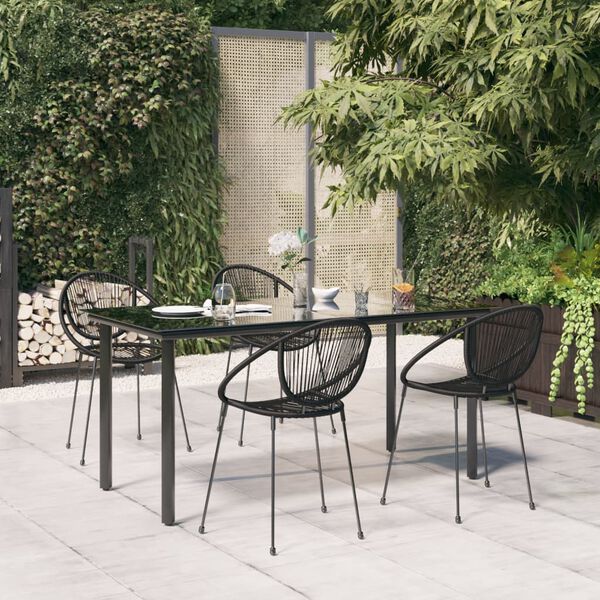 vidaXL 5-delige Tuinset PVC-rattan zwart