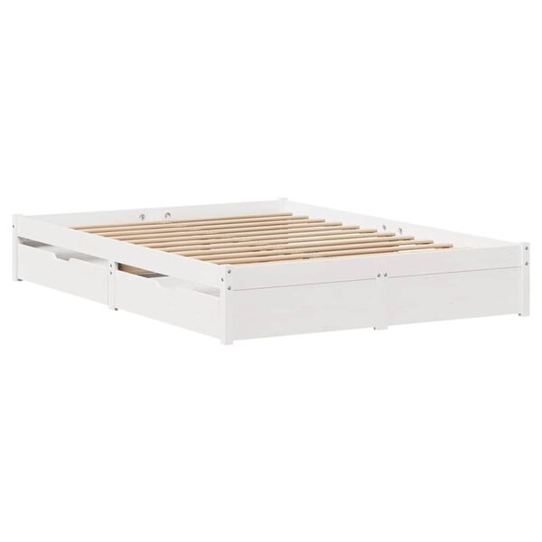 vidaXL Bedframe zonder matras massief grenenhout wit 140x190 cm