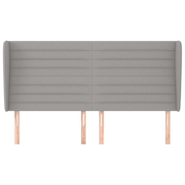 vidaXL Hoofdbord met randen 203x23x118/128 cm stof lichtgrijs