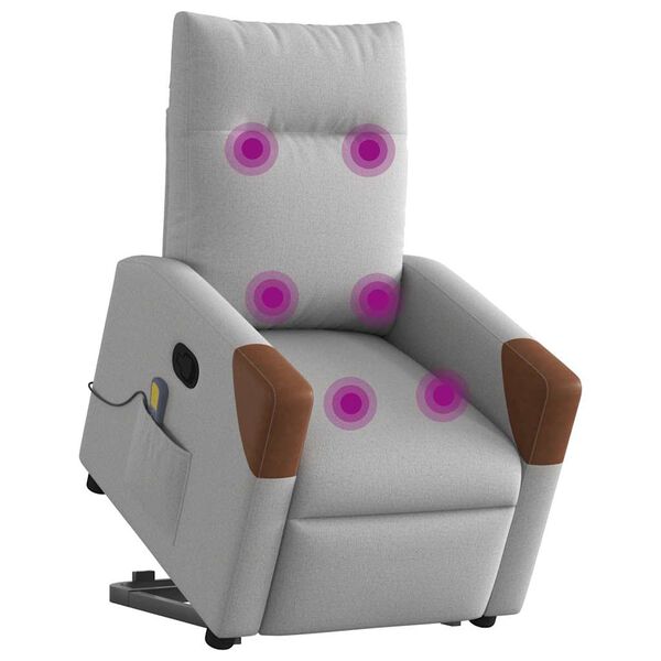 vidaXL Sta-op-massagestoel verstelbaar stof wolk grijs