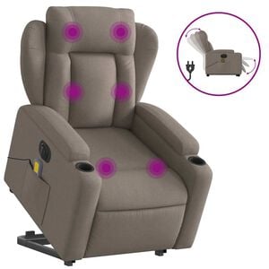 vidaXL Sta-op-massagestoel elektrisch verstelbaar stof taupe