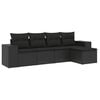 vidaXL 5-delige Loungeset met kussens poly rattan zwart